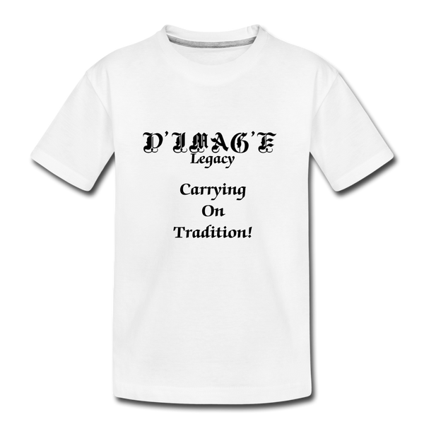 D'IMAG'E Legacy Wordmark & Slogan Toddler Premium T-Shirt - white