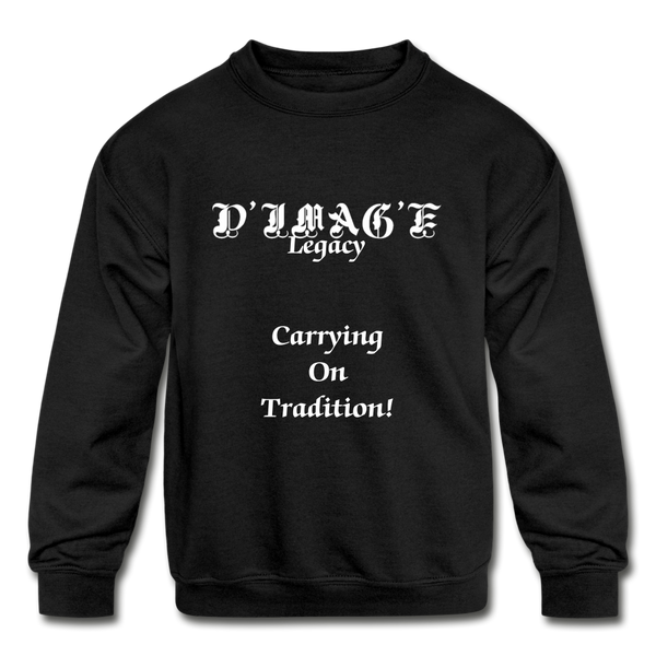 D'IMAG'E Legacy Youth Wordmark & Slogan Unisex Crewneck Sweatshirt - black