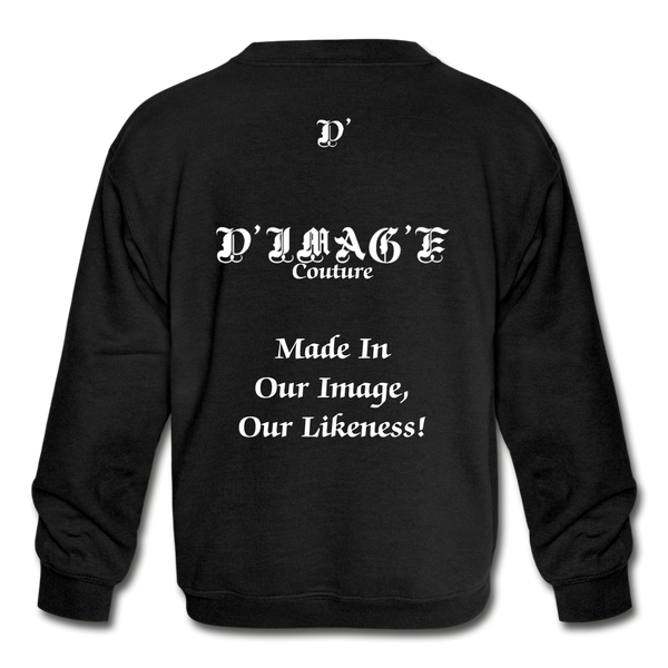 D'IMAG'E Legacy Youth Wordmark & Slogan Unisex Crewneck Sweatshirt - black