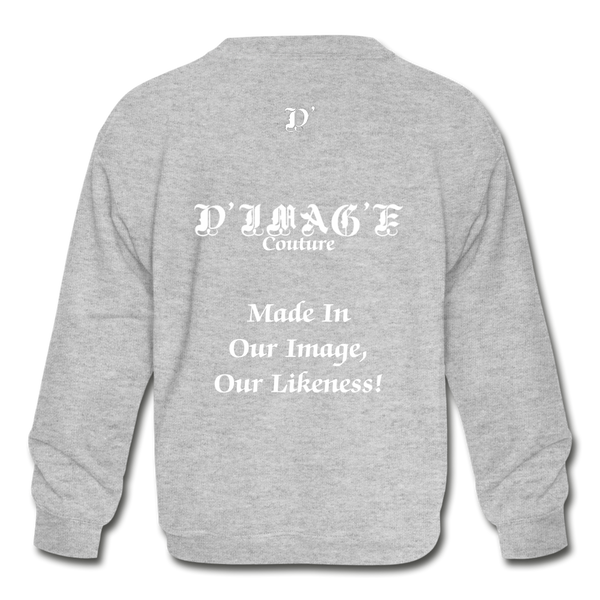 D'IMAG'E Legacy Youth Wordmark & Slogan Unisex Crewneck Sweatshirt - heather gray