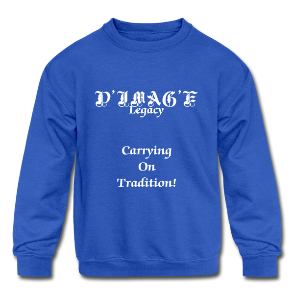 D'IMAG'E Legacy Youth Wordmark & Slogan Unisex Crewneck Sweatshirt - royal blue