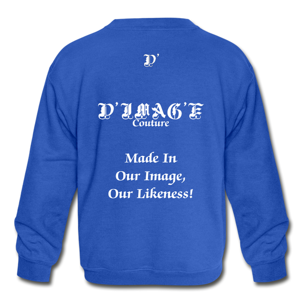 D'IMAG'E Legacy Youth Wordmark & Slogan Unisex Crewneck Sweatshirt - royal blue