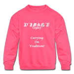 D'IMAG'E Legacy Youth Wordmark & Slogan Unisex Crewneck Sweatshirt - neon pink