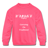 D'IMAG'E Legacy Youth Wordmark & Slogan Unisex Crewneck Sweatshirt - neon pink