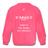 D'IMAG'E Legacy Youth Wordmark & Slogan Unisex Crewneck Sweatshirt - neon pink