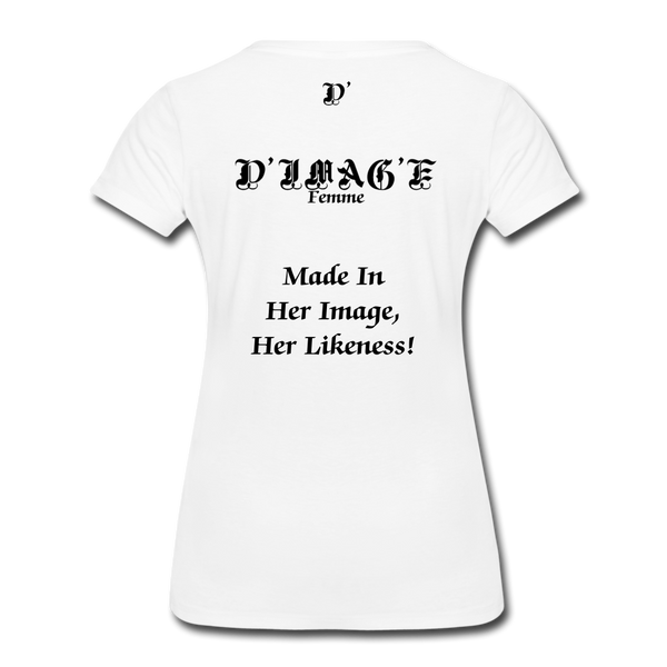 D'IMAG'E Couture Wordmark & Slogan Women's Premium T-Shirt - white