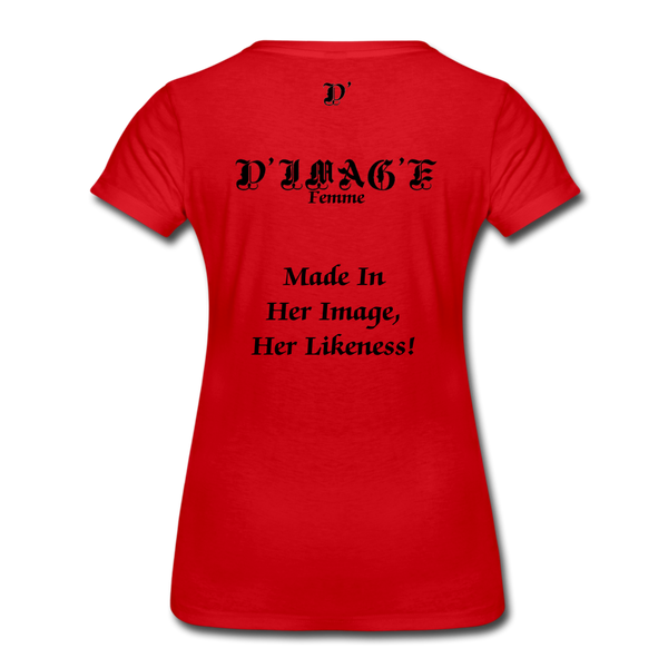 D'IMAG'E Couture Wordmark & Slogan Women's Premium T-Shirt - red