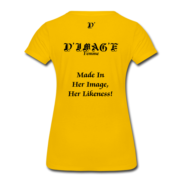 D'IMAG'E Couture Wordmark & Slogan Women's Premium T-Shirt - sun yellow