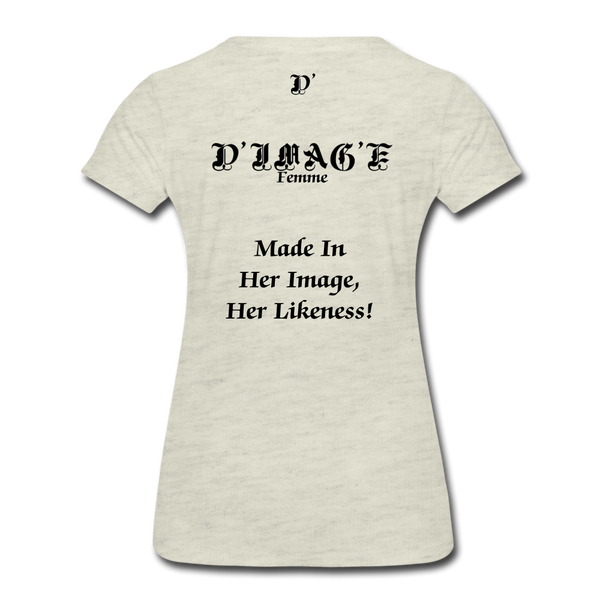 D'IMAG'E Couture Wordmark & Slogan Women's Premium T-Shirt - heather oatmeal