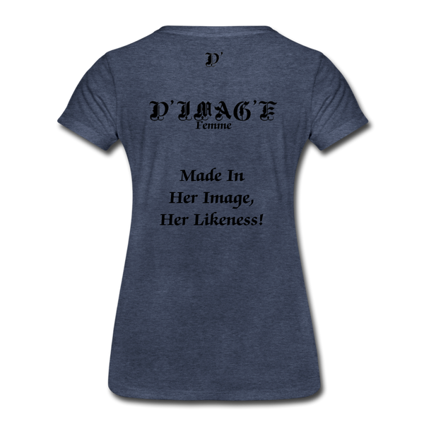 D'IMAG'E Couture Wordmark & Slogan Women's Premium T-Shirt - heather blue