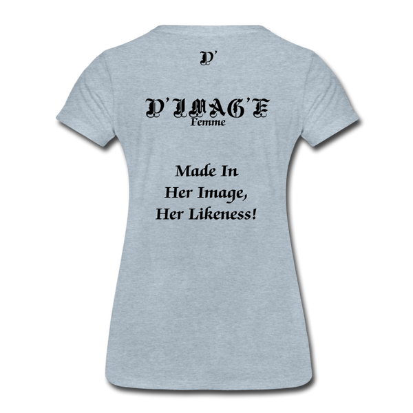 D'IMAG'E Couture Wordmark & Slogan Women's Premium T-Shirt - heather ice blue