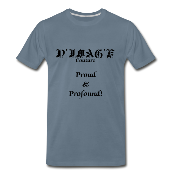 D'IMAG'E Couture Wordmark & Slogan Men's Premium T-Shirt - steel blue