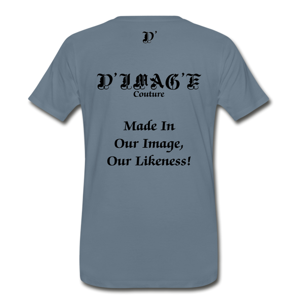 D'IMAG'E Couture Wordmark & Slogan Men's Premium T-Shirt - steel blue