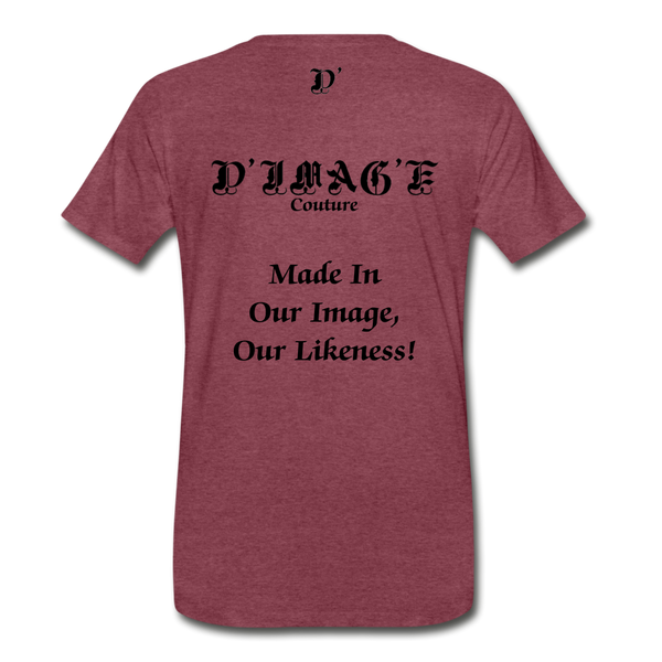 D'IMAG'E Couture Wordmark & Slogan Men's Premium T-Shirt - heather burgundy