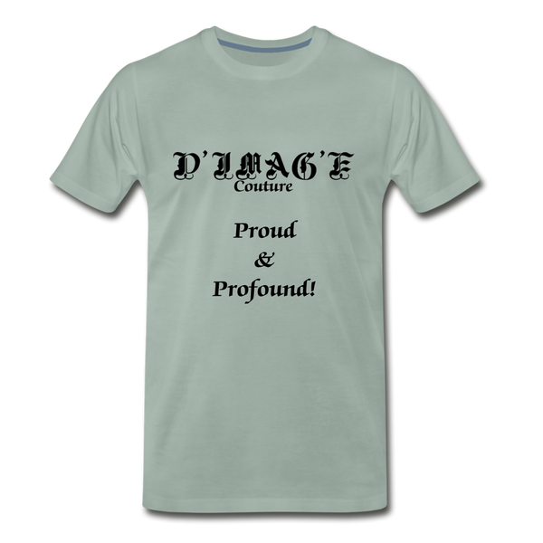 D'IMAG'E Couture Wordmark & Slogan Men's Premium T-Shirt - steel green