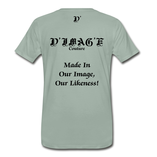 D'IMAG'E Couture Wordmark & Slogan Men's Premium T-Shirt - steel green