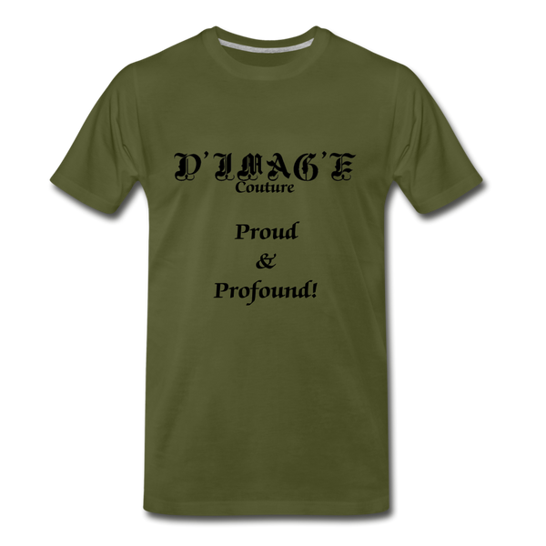 D'IMAG'E Couture Wordmark & Slogan Men's Premium T-Shirt - olive green