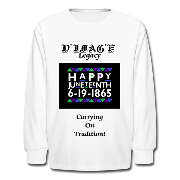 D'IMAG'E Legacy Youth Happy Juneteenth-In Living Color Premium Long Sleeve T-Shirt - white