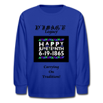 D'IMAG'E Legacy Youth Happy Juneteenth-In Living Color Premium Long Sleeve T-Shirt - royal blue