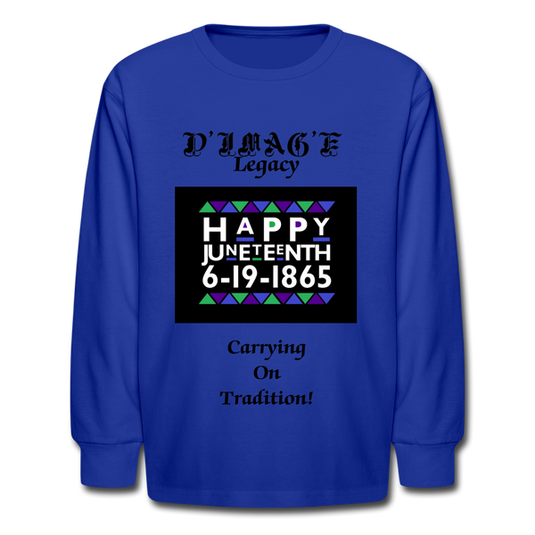 D'IMAG'E Legacy Youth Happy Juneteenth-In Living Color Premium Long Sleeve T-Shirt - royal blue