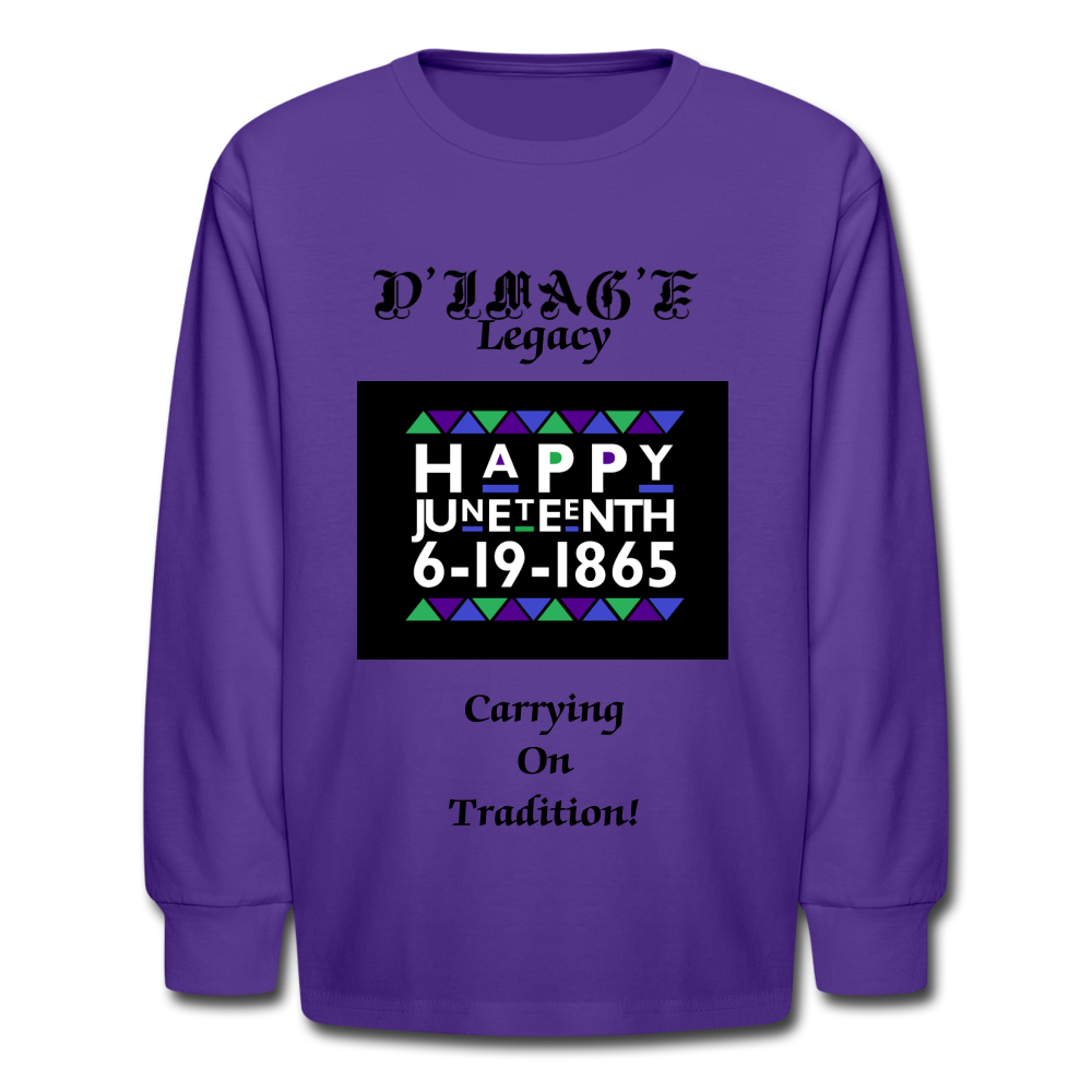 D'IMAG'E Legacy Youth Happy Juneteenth-In Living Color Premium Long Sleeve T-Shirt - dark purple