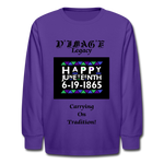 D'IMAG'E Legacy Youth Happy Juneteenth-In Living Color Premium Long Sleeve T-Shirt - dark purple