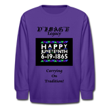 D'IMAG'E Legacy Youth Happy Juneteenth-In Living Color Premium Long Sleeve T-Shirt - dark purple