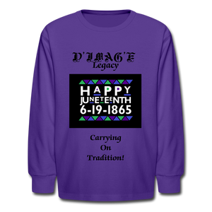 D'IMAG'E Legacy Youth Happy Juneteenth-In Living Color Premium Long Sleeve T-Shirt - dark purple