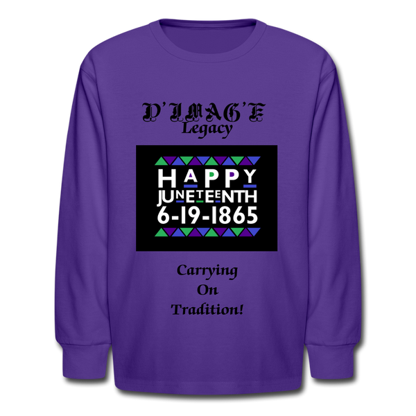 D'IMAG'E Legacy Youth Happy Juneteenth-In Living Color Premium Long Sleeve T-Shirt - dark purple