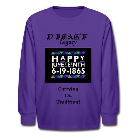 D'IMAG'E Legacy Youth Happy Juneteenth-In Living Color Premium Long Sleeve T-Shirt - dark purple