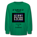 D'IMAG'E Legacy Youth Happy Juneteenth-In Living Color Premium Long Sleeve T-Shirt - kelly green