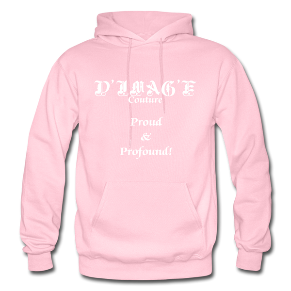 D'IMAG'E Couture Wordmark + Slogan Heavy Blend Adult Hoodie - light pink