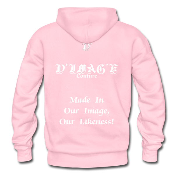 D'IMAG'E Couture Wordmark + Slogan Heavy Blend Adult Hoodie - light pink