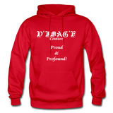 D'IMAG'E Couture Wordmark + Slogan Heavy Blend Adult Hoodie - red