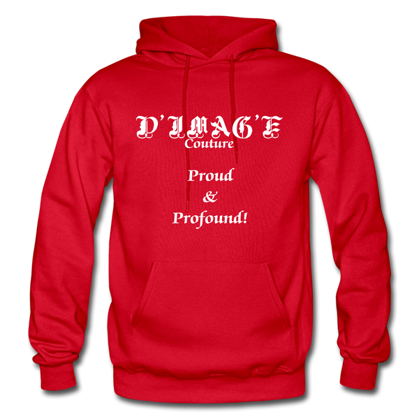 D'IMAG'E Couture Wordmark + Slogan Heavy Blend Adult Hoodie - red