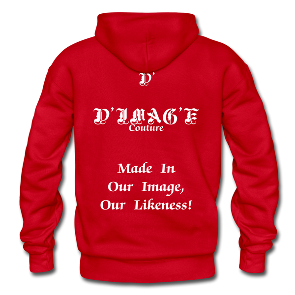 D'IMAG'E Couture Wordmark + Slogan Heavy Blend Adult Hoodie - red