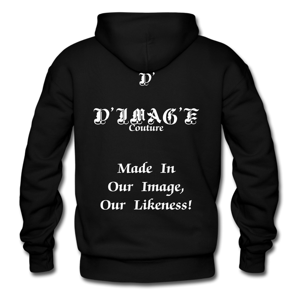 D'IMAG'E Couture Wordmark + Slogan Heavy Blend Adult Hoodie - black