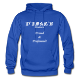 D'IMAG'E Couture Wordmark + Slogan Heavy Blend Adult Hoodie - royal blue