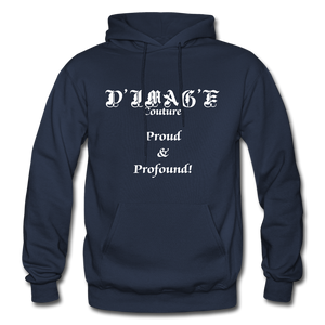 D'IMAG'E Couture Wordmark + Slogan Heavy Blend Adult Hoodie - navy