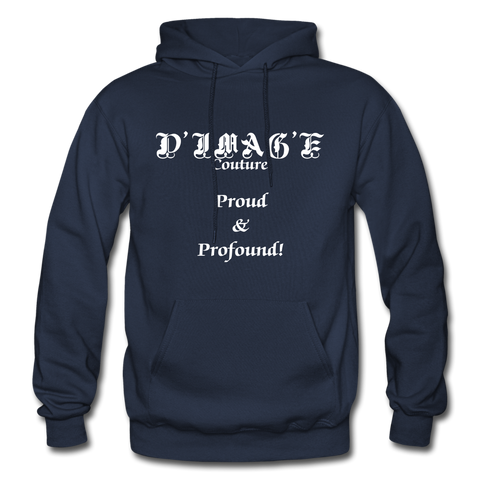 D'IMAG'E Couture Wordmark + Slogan Heavy Blend Adult Hoodie - navy