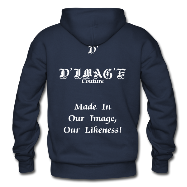 D'IMAG'E Couture Wordmark + Slogan Heavy Blend Adult Hoodie - navy