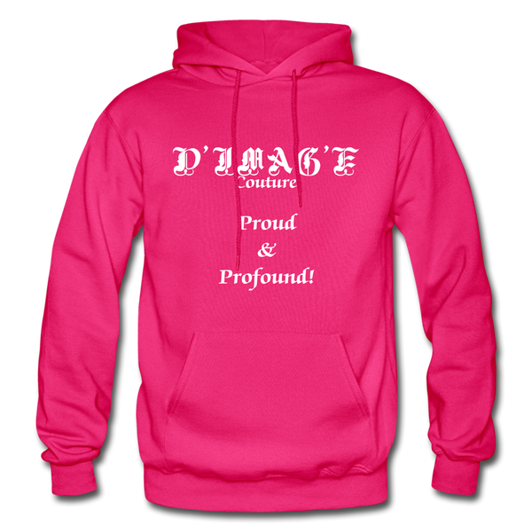 D'IMAG'E Couture Wordmark + Slogan Heavy Blend Adult Hoodie - fuchsia