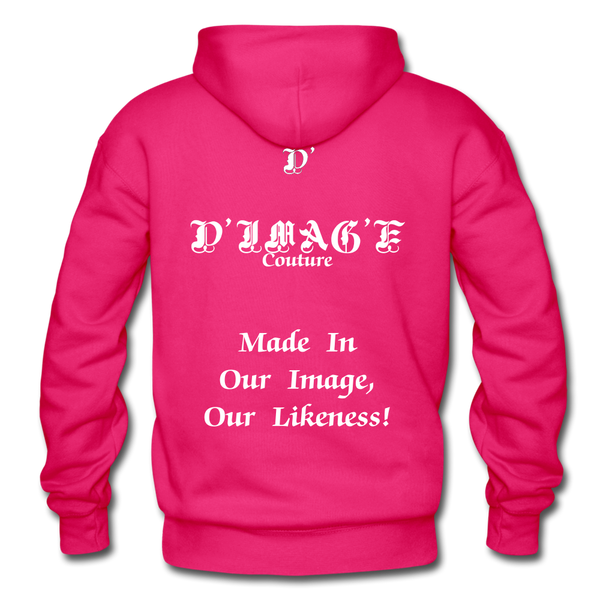 D'IMAG'E Couture Wordmark + Slogan Heavy Blend Adult Hoodie - fuchsia