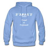 D'IMAG'E Couture Wordmark + Slogan Heavy Blend Adult Hoodie - carolina blue