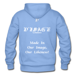 D'IMAG'E Couture Wordmark + Slogan Heavy Blend Adult Hoodie - carolina blue