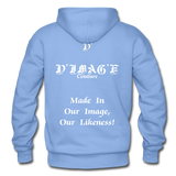 D'IMAG'E Couture Wordmark + Slogan Heavy Blend Adult Hoodie - carolina blue