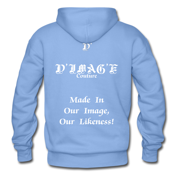 D'IMAG'E Couture Wordmark + Slogan Heavy Blend Adult Hoodie - carolina blue