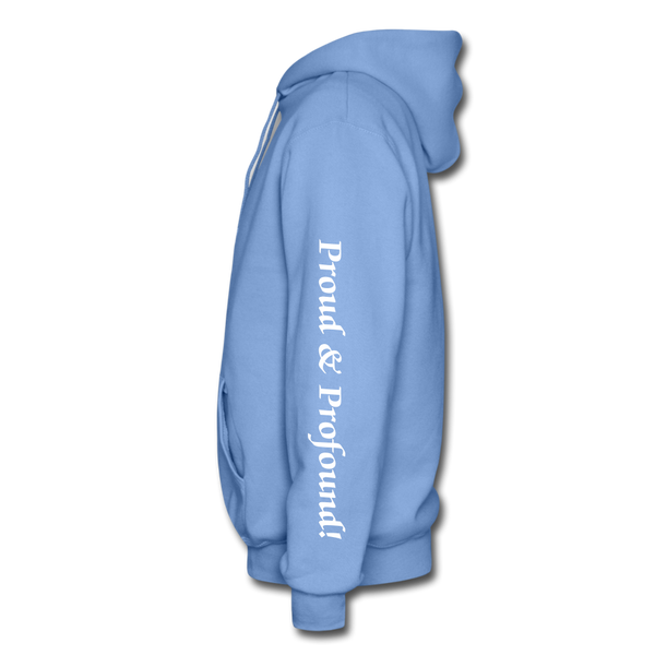 D'IMAG'E Couture Wordmark + Slogan Heavy Blend Adult Hoodie - carolina blue