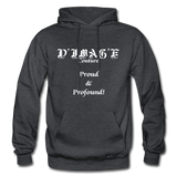 D'IMAG'E Couture Wordmark + Slogan Heavy Blend Adult Hoodie - charcoal grey