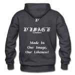 D'IMAG'E Couture Wordmark + Slogan Heavy Blend Adult Hoodie - charcoal grey